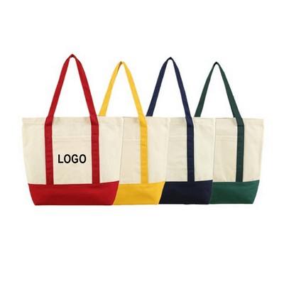 10oz Recycled Cotton Canvas Tote Bag with Side Pocket