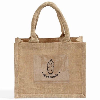 Petite Jute Tote w/ Clear PVC Pocket