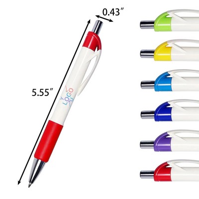 White Plastic Pen with Rubber Grip