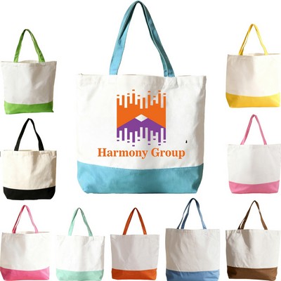 Color Block Canvas Tote Bag