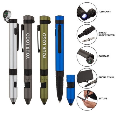 6-IN-1 Multi-Functional Touch Screen Ballpoint Pen