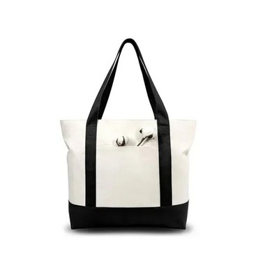 12oz Cotton Canvas Tote Bag w/Front Open Pocket